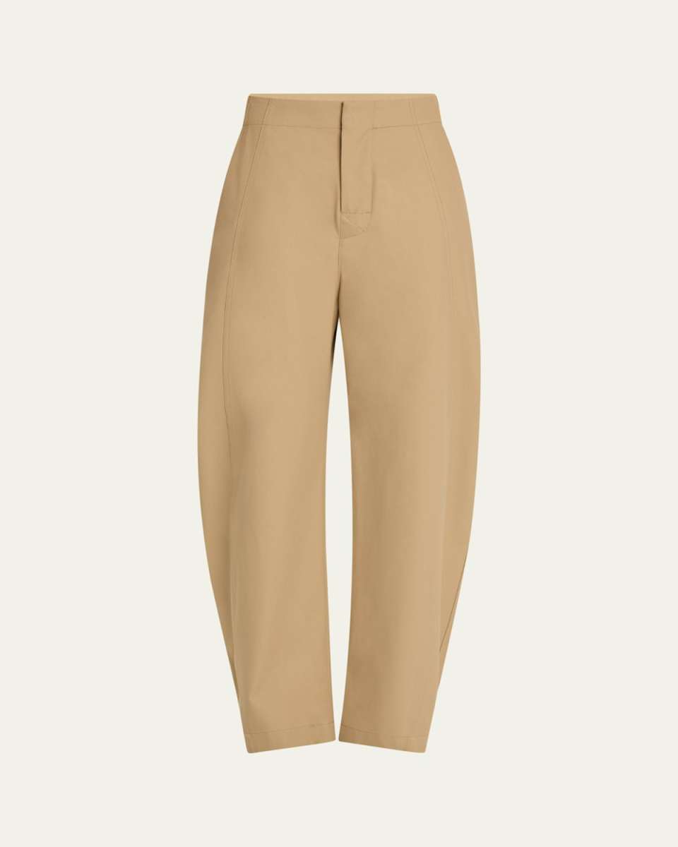Fluid Cotton Twill Wide Leg Trousers